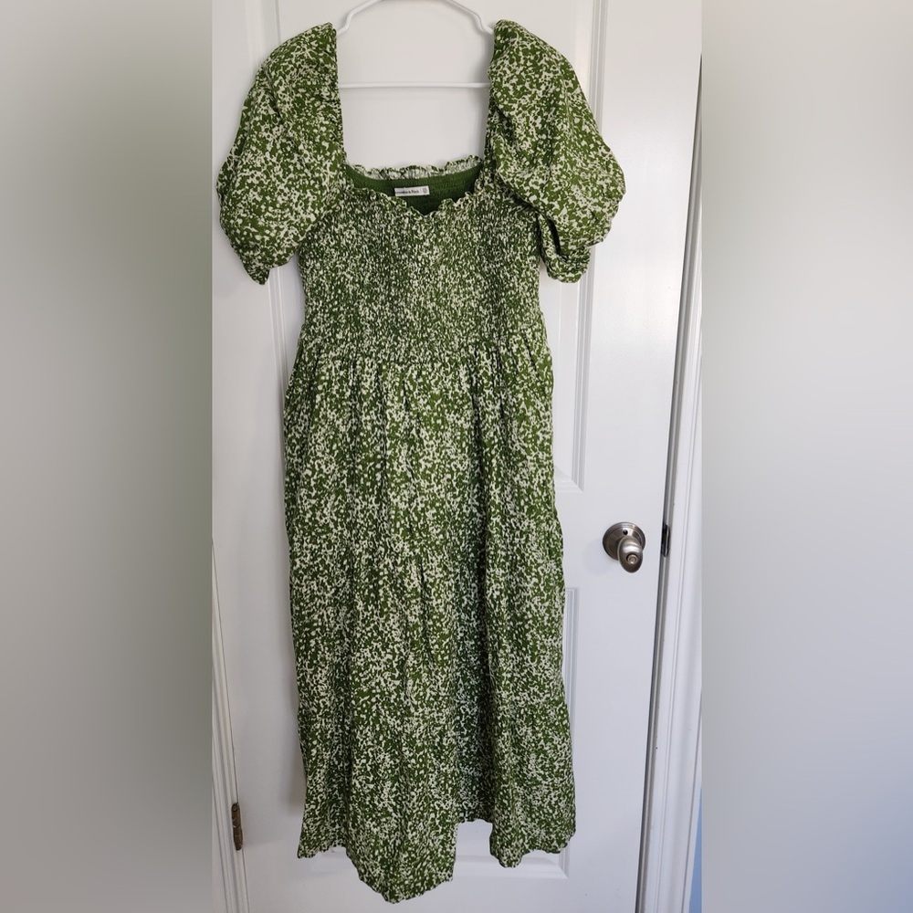 Green Floral Midi Dress